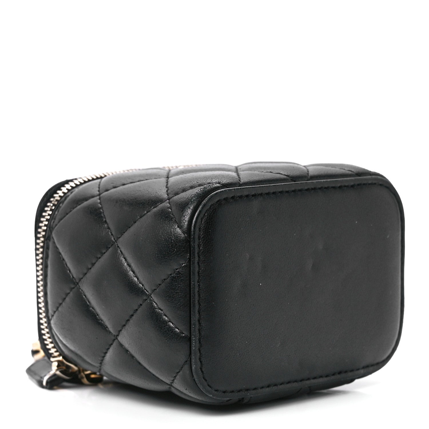 Chanel Lambskin Quilted Mini Pearl Crush Vanity Case With Chain Black 4 of 12