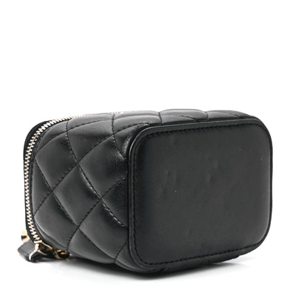 Chanel Lambskin Quilted Mini Pearl Crush Vanity Case With Chain Black 4 of 12