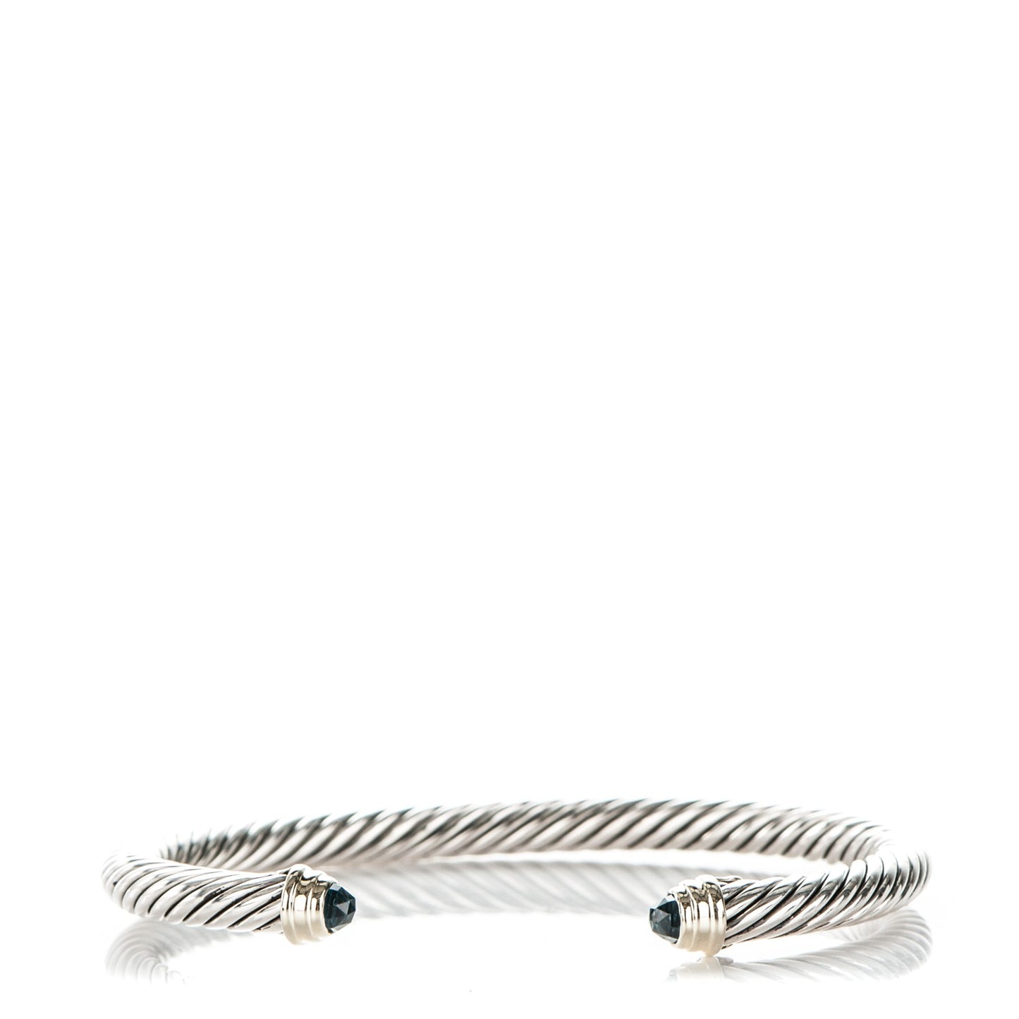 Sterling Silver 14K Yellow Gold Blue Topaz 5mm Cable Classics Petite Color Bracelet