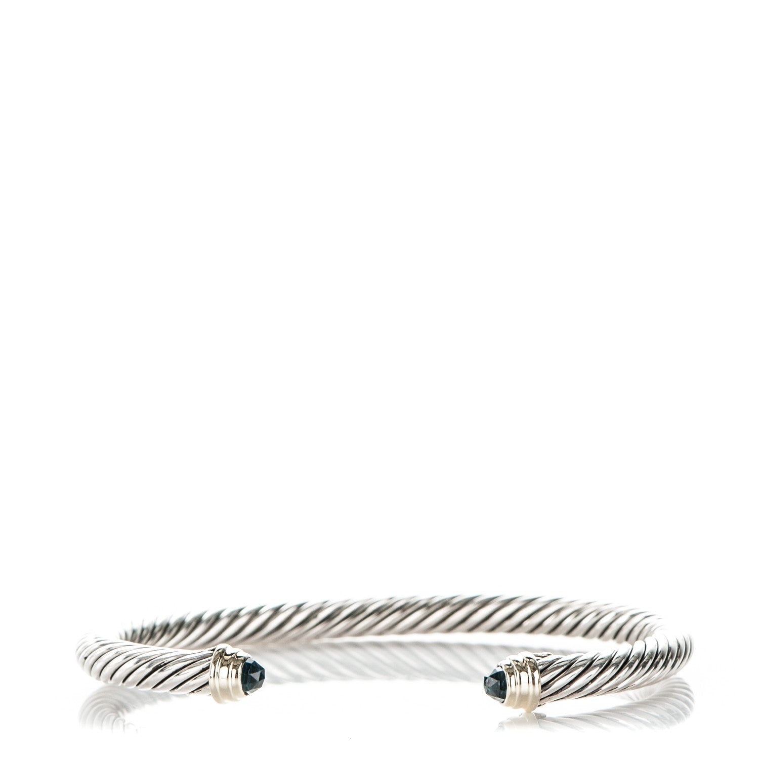 David Yurman Sterling Silver 14K Yellow Gold Blue Topaz 5mm Cable Classics Petite Color Bracelet 1 of 5