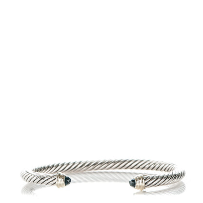 David Yurman Sterling Silver 14K Yellow Gold Blue Topaz 5mm Cable Classics Petite Color Bracelet 1 of 5