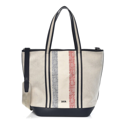 Christian Dior HOMME Oblique Canvas Grained Calfskin Three-Tone Tote Beige 1 of 7
