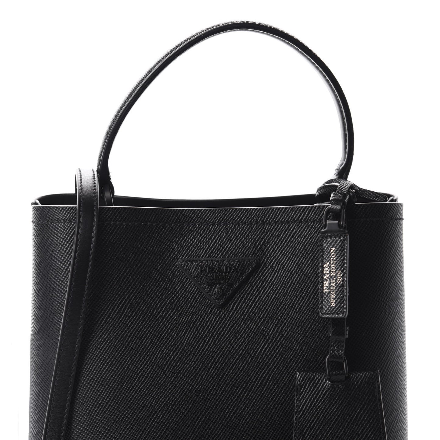 Saffiano Cuir Medium Panier Bucket Bag Black