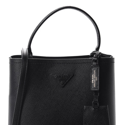 Prada Saffiano Cuir Medium Panier Bucket Bag Black 9 of 9