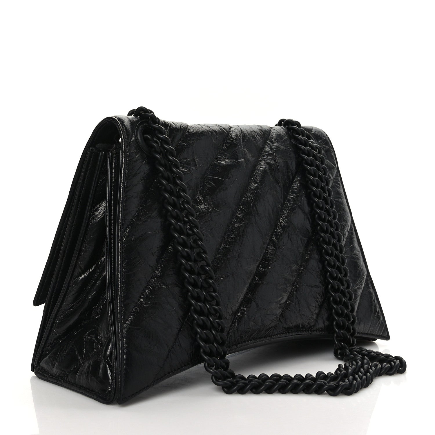 Balenciaga Crushed Calfskin Quilted Matte Black Hardware Medium Crush Chain Bag Black 3 of 9