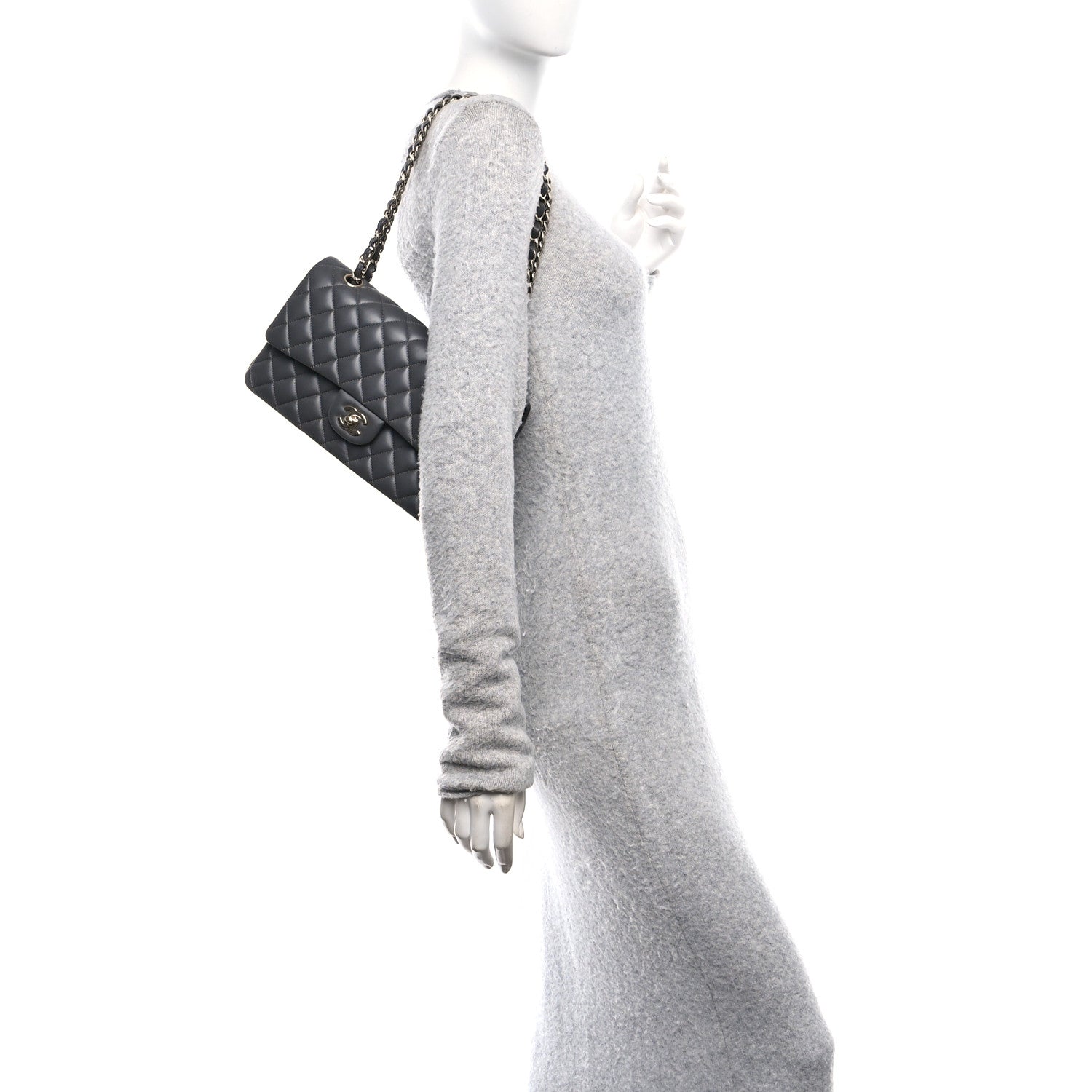 Chanel Lambskin Quilted Medium Double Flap Dark Grey 2 of 10