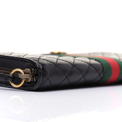 Gucci Calfskin Web Trapuntata GG Zip Around Wallet Black 6 of 14
