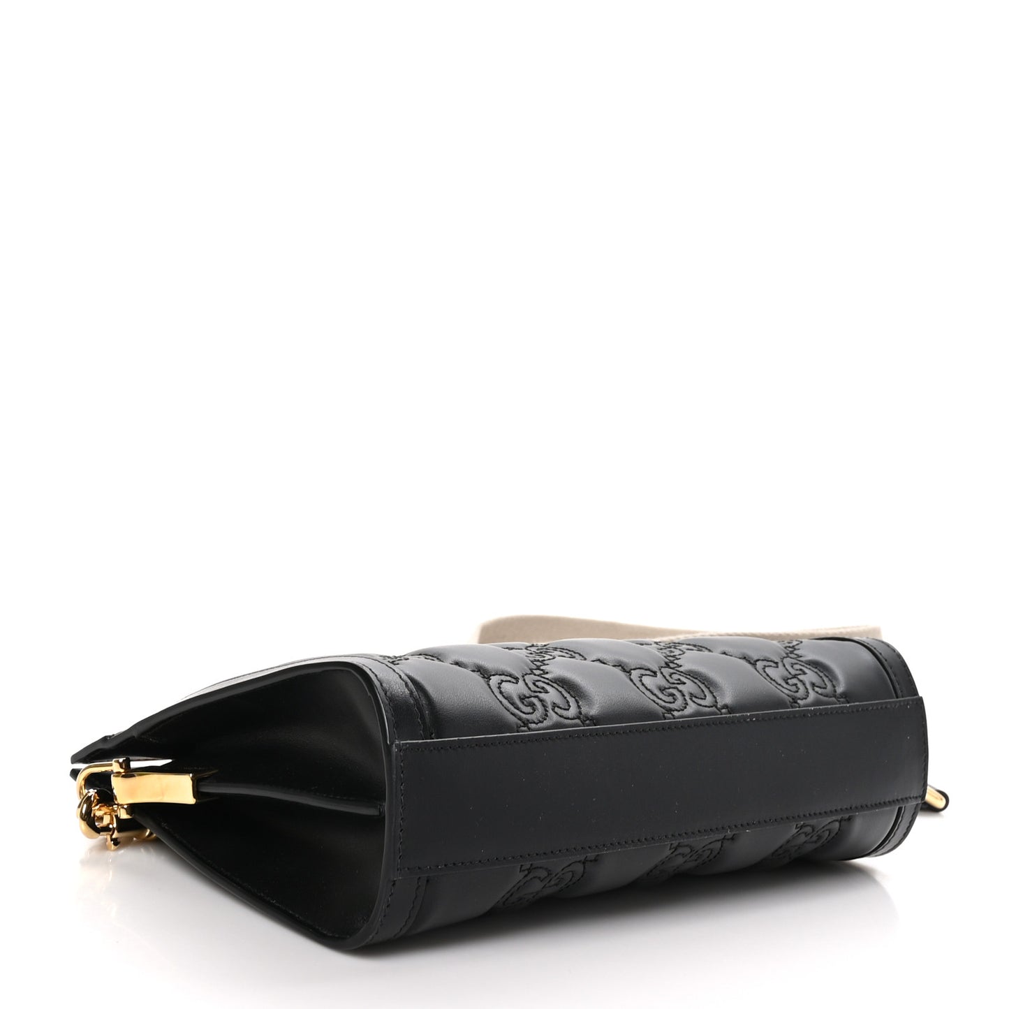 Calfskin GG Matelasse Small Slim Chain Shoulder Bag Black Natural