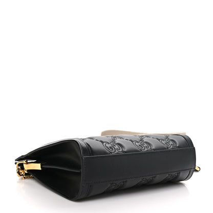 Gucci Calfskin GG Matelasse Small Slim Chain Shoulder Bag Black Natural 4 of 13