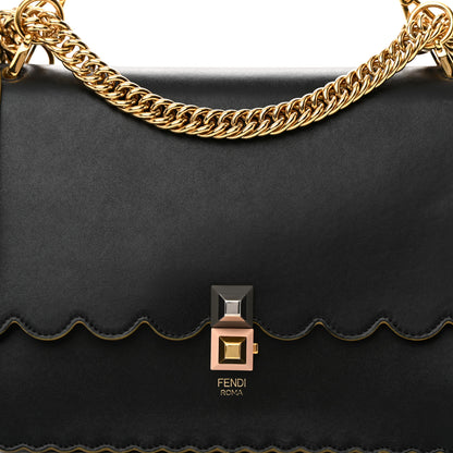 Fendi Vitello Liberty Scalloped Studded Kan I Shoulder Bag Black 8 of 17