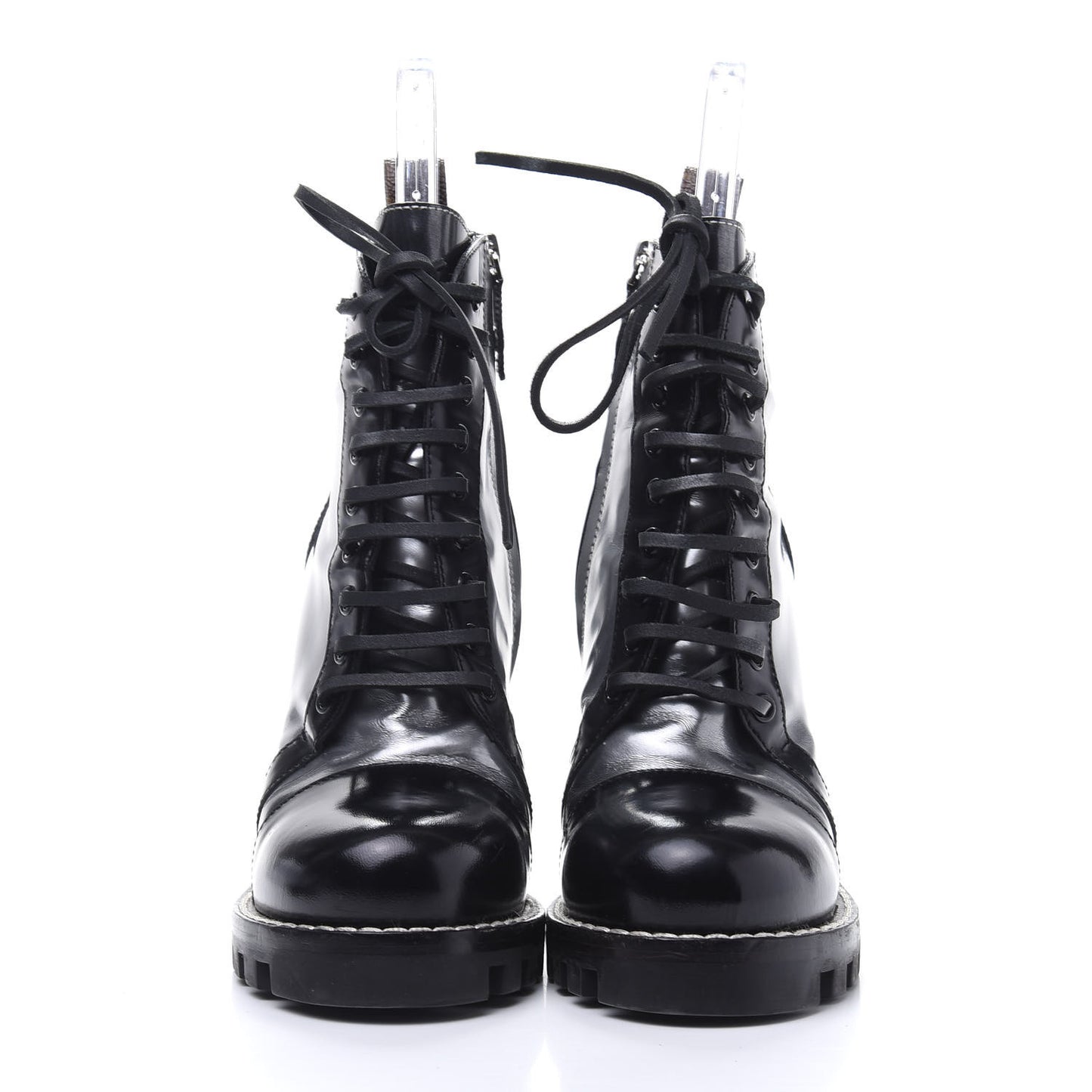 Metallic Calfskin Patent Star Trail Ankle Boots 38 Black