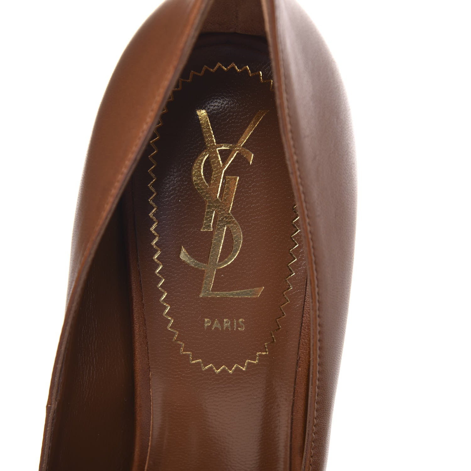 Saint Laurent Calfskin Tribtoo 105 Pumps 36.5 Brown 7 of 8
