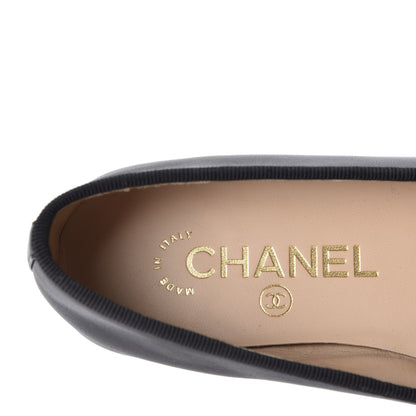 Chanel Lambskin Cap Toe CC Ballerina Flats 35 Black Beige 7 of 11