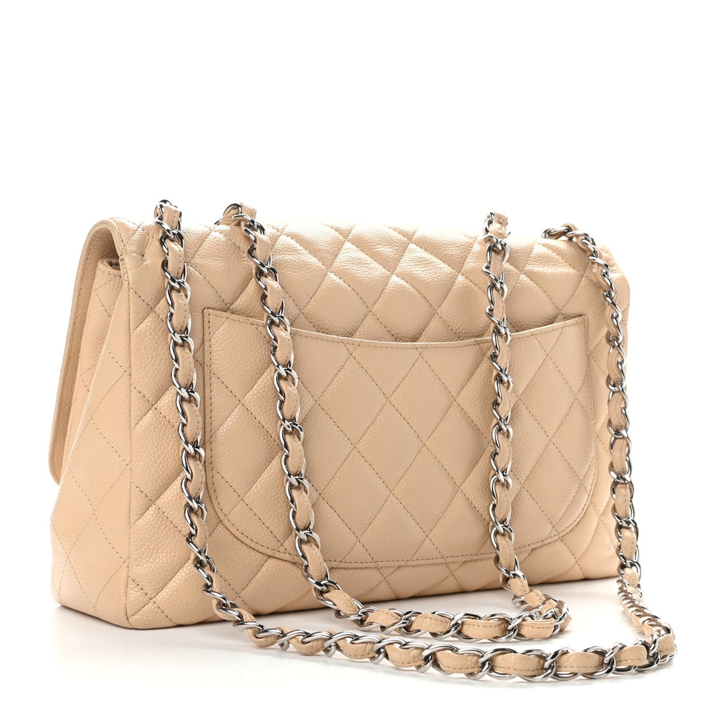 Caviar Quilted Jumbo Single Flap Beige Clair