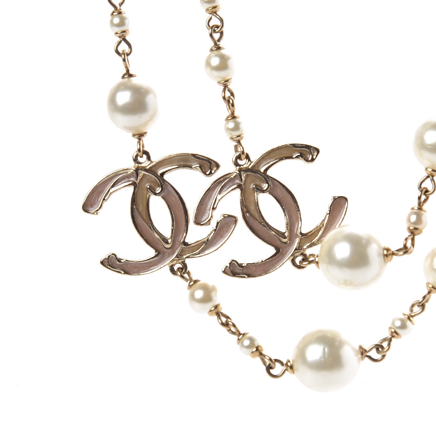 Chanel Pearl Enamel CC Long Necklace Gold 4 of 7