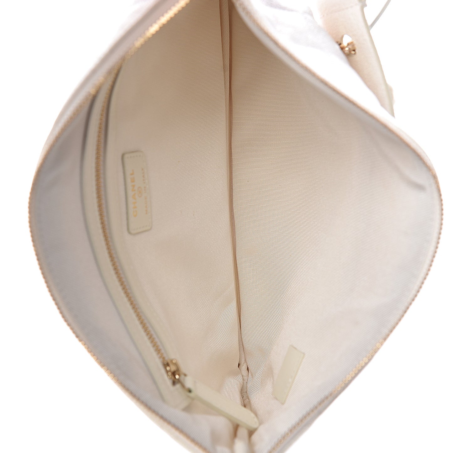 Iridescent Caviar Medium Night by the C Pouch Clutch White
