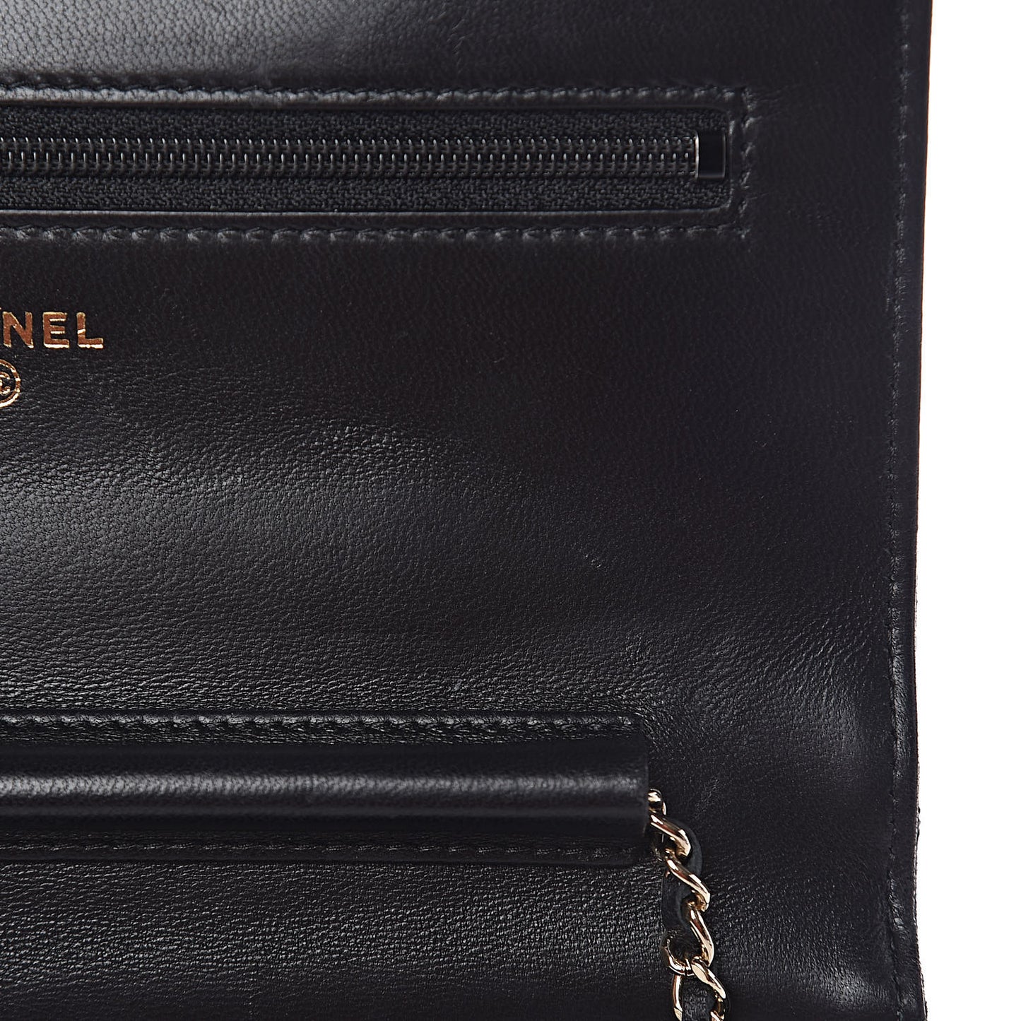 Lambskin Quilted Golden Class Wallet on Chain WOC Black