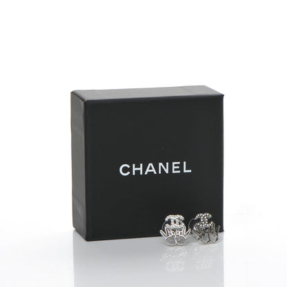 Chanel Crystal CC Peace Sign Emoji Earrings Silver 5 of 5