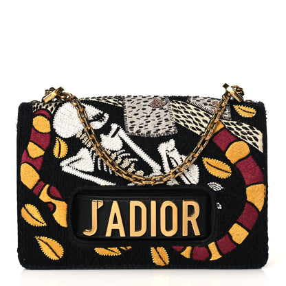 Christian Dior Canvas Embroidered Tarot J'Adior Chain Flap Bag Black Multicolor 1 of 9