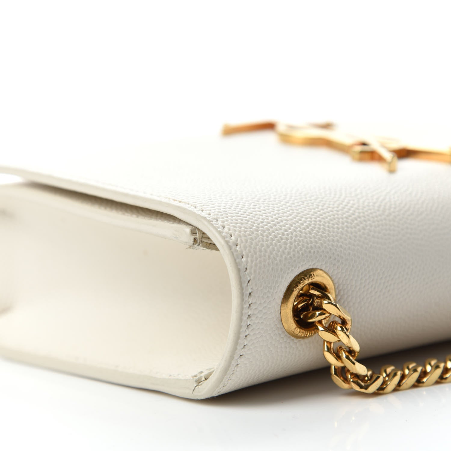 Saint Laurent Grain De Poudre Small Monogram Kate Satchel Blanc Vintage 8 of 13