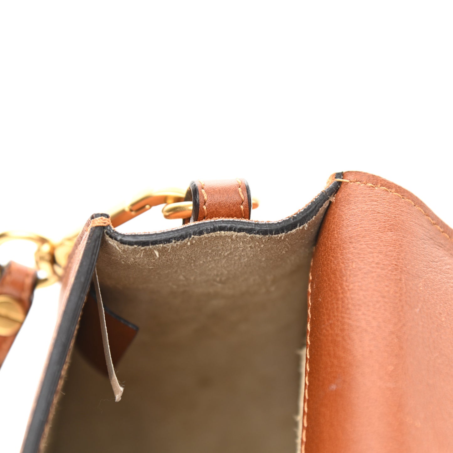 Calfskin Suede Medium Nile Bracelet Bag Caramel