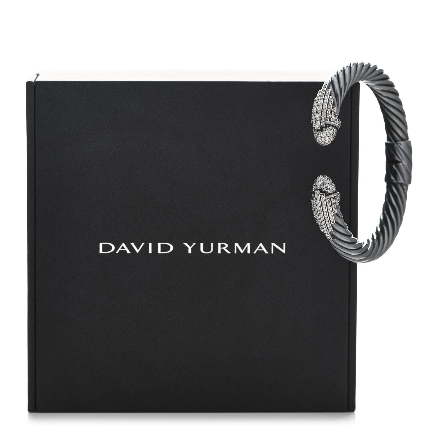 David Yurman Blackened Sterling Silver Diamond Empire Cable Bracelet 6 of 6