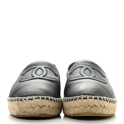 Chanel Lambskin CC Espadrilles 37 Navy Blue 2 of 12