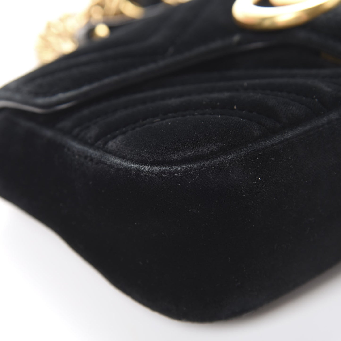 Velvet Matelasse Mini GG Marmont Shoulder Bag Black