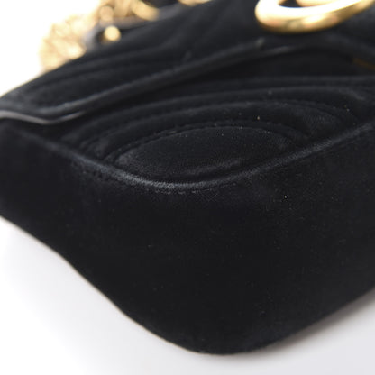 Gucci Velvet Matelasse Mini GG Marmont Shoulder Bag Black 8 of 20