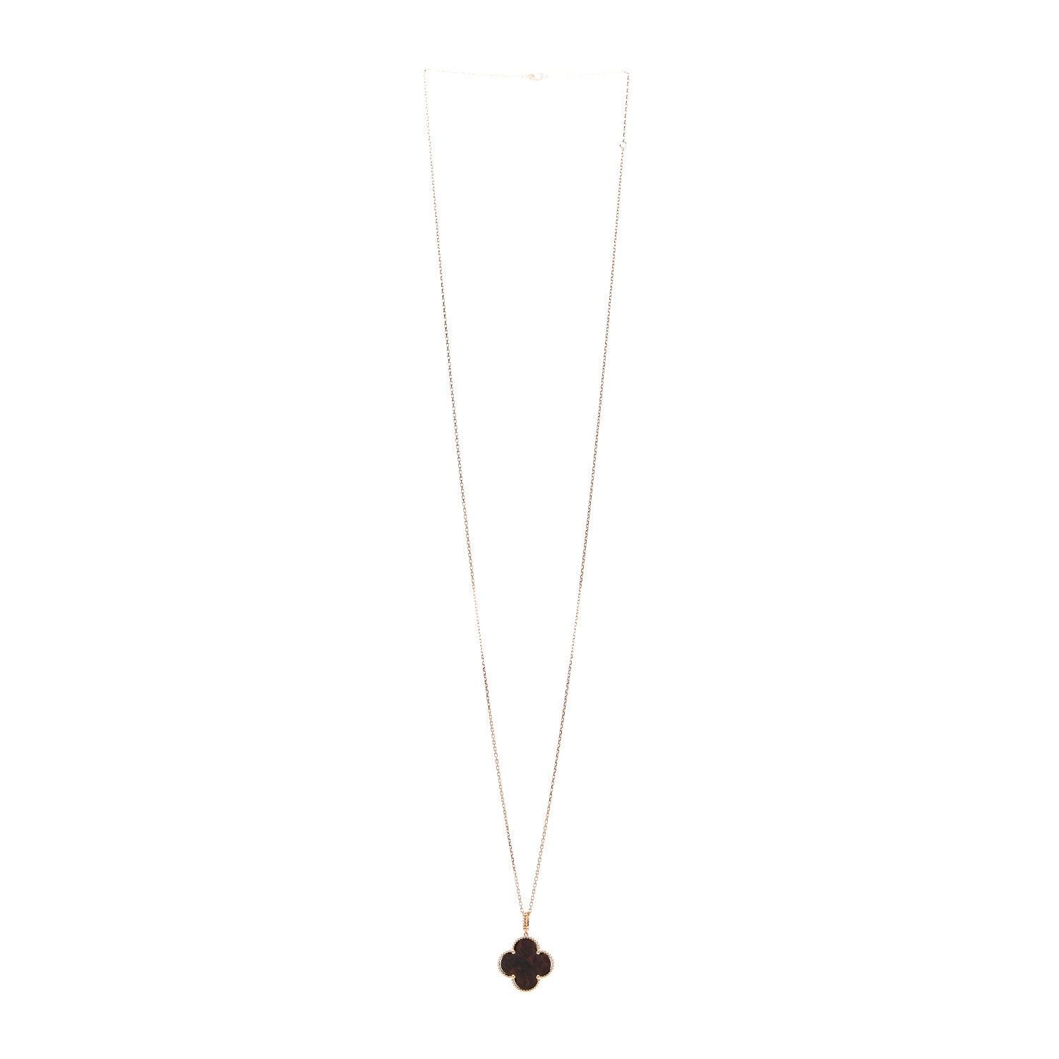Van Cleef & Arpels 18K Rose Gold Letterwood Magic Alhambra Long Necklace 3 of 6