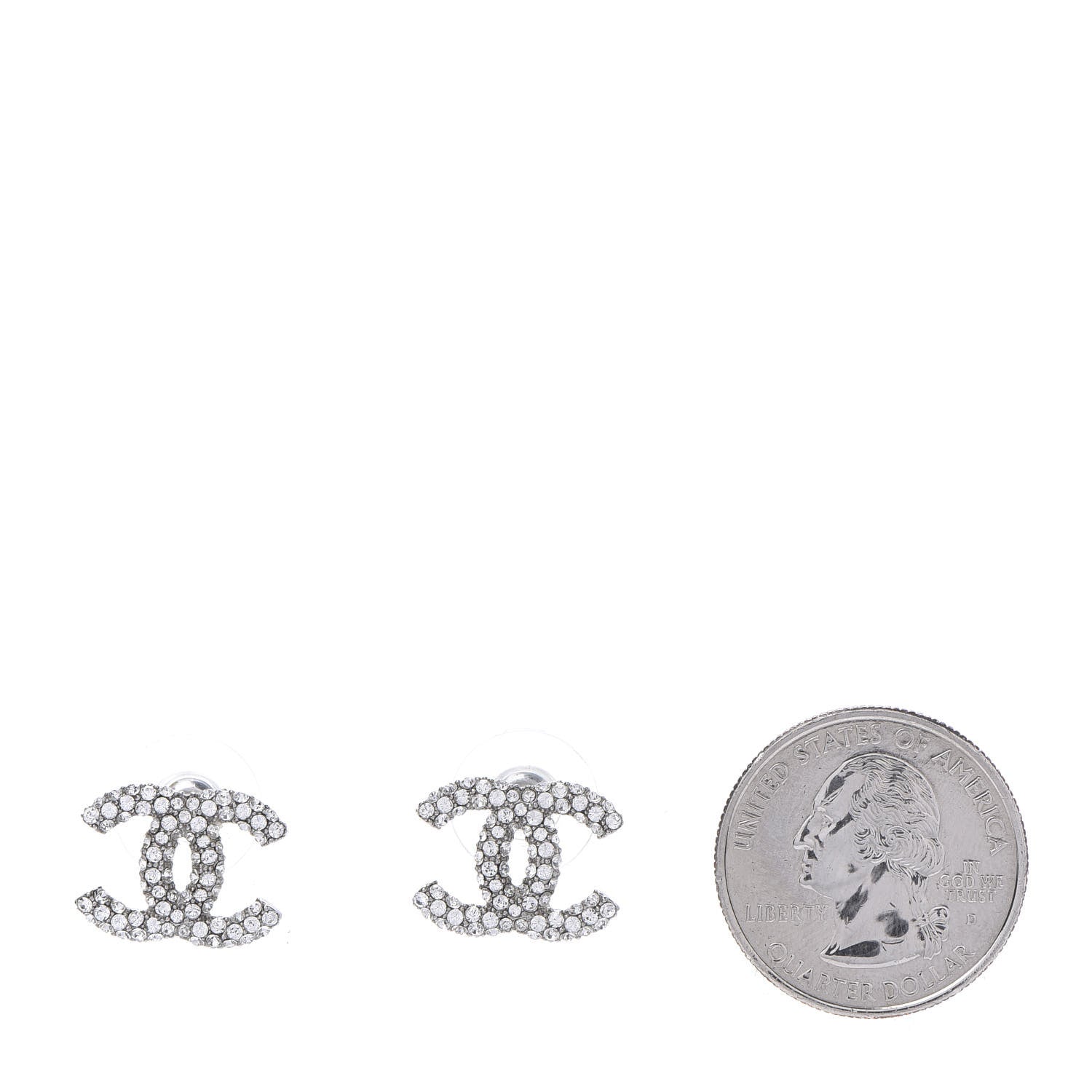 Chanel Crystal Mini CC Earrings Silver 4 of 10