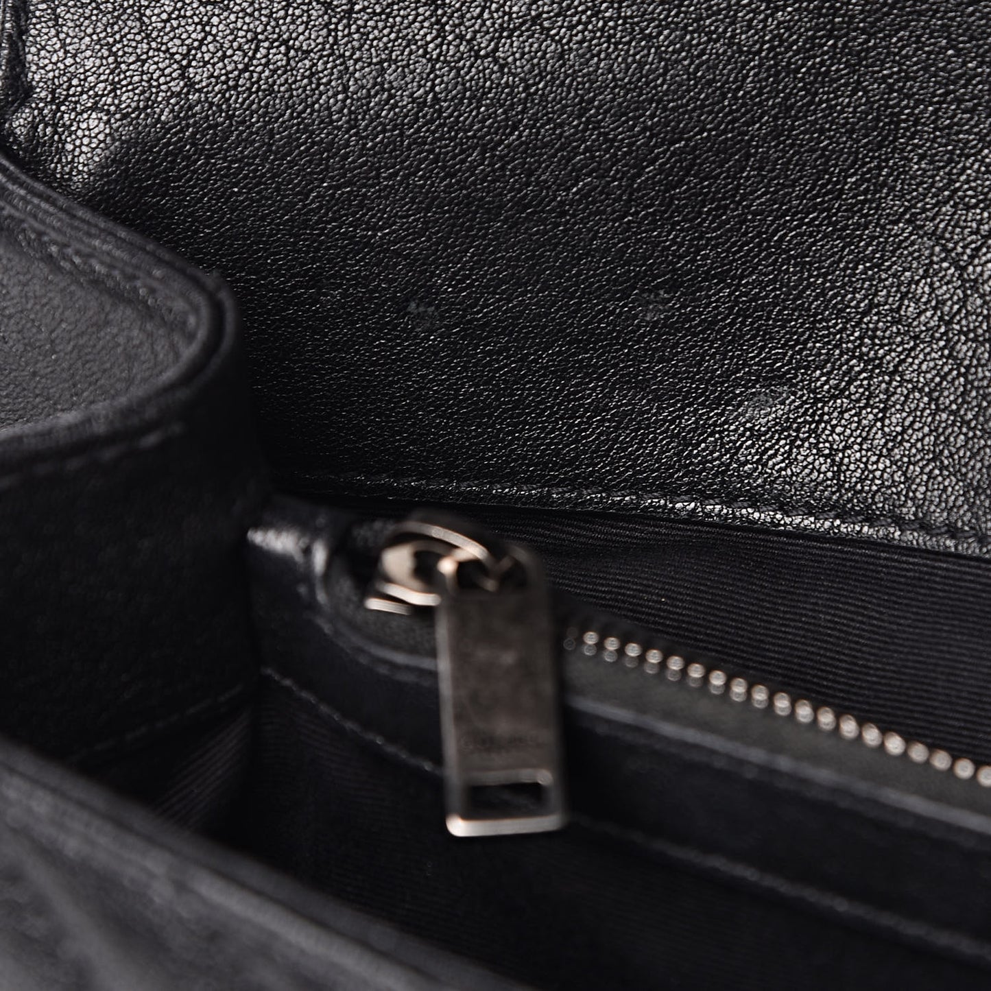 Sheepskin Matelasse Chevron Monogram Medium College Bag Black