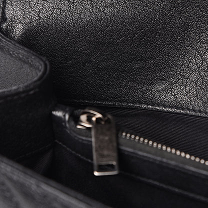 Saint Laurent Sheepskin Matelasse Chevron Monogram Medium College Bag Black 15 of 18