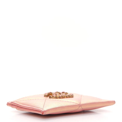 Chanel Iridescent Calfskin Quilted Chanel 19 Card Holder Pink 4 of 9