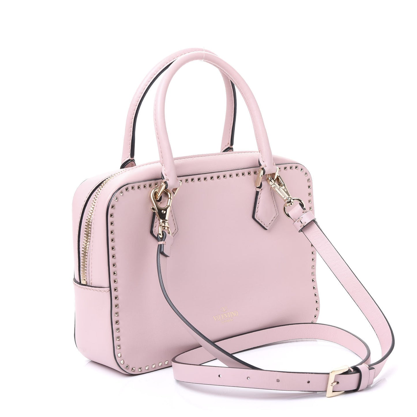 Vitello Micro Rockstud Convertible Satchel Water Rose