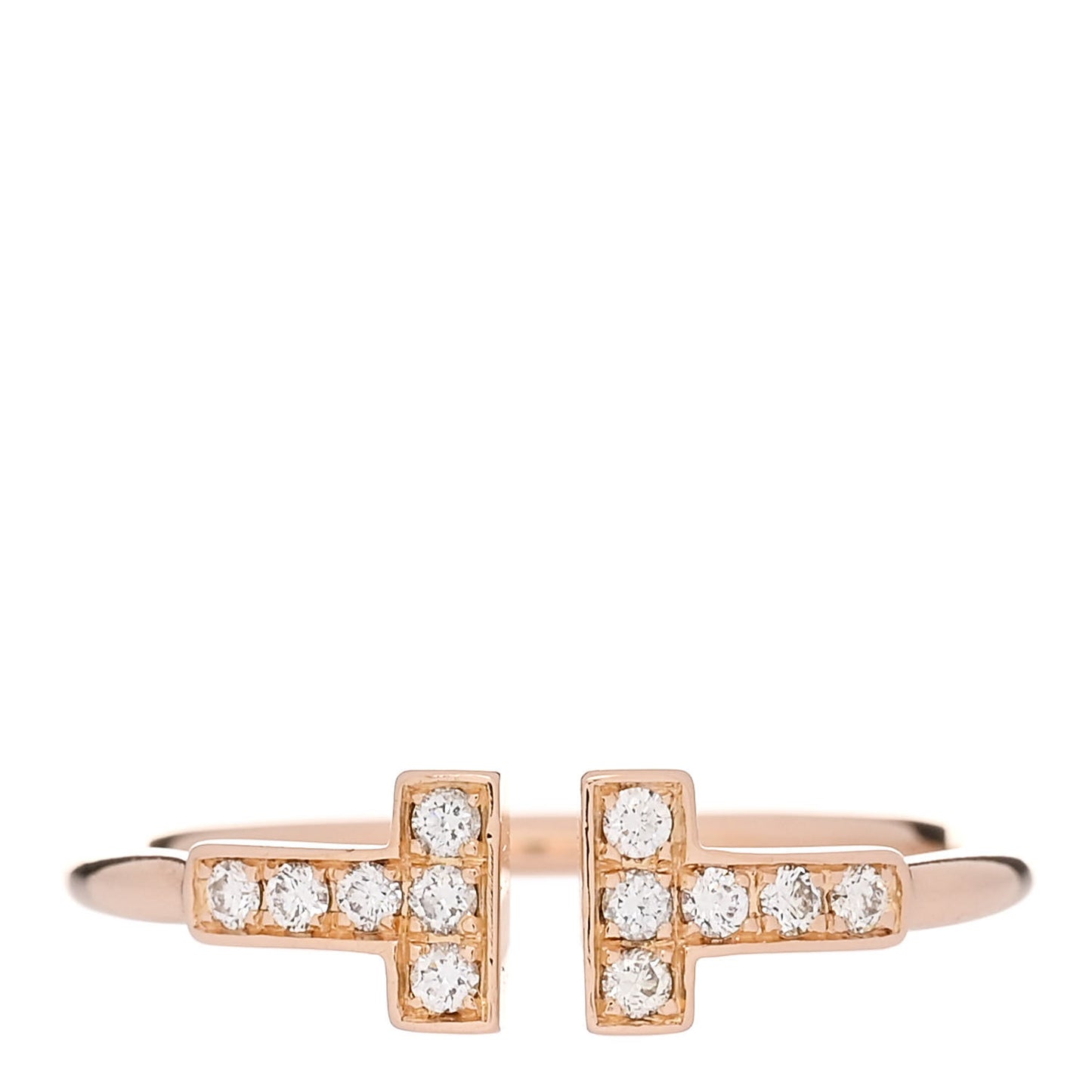 18K Rose Gold Diamond T Wire Ring 58 8.25