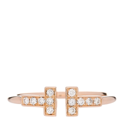 Tiffany 18K Rose Gold Diamond T Wire Ring 58 8.25 1 of 4