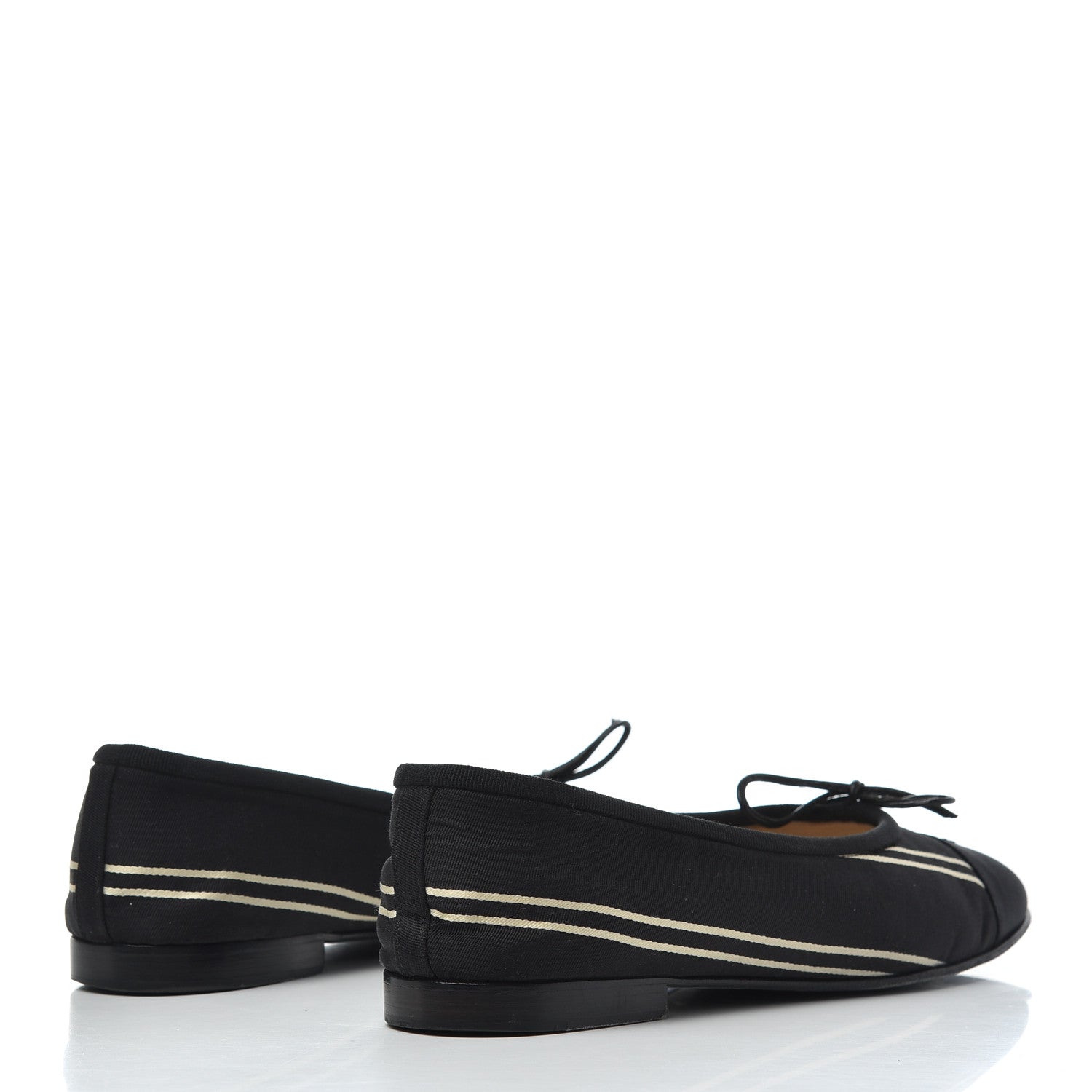 Chanel Fabric Grosgrain Cap Toe Ballerina Flats 39.5 Black 4 of 19