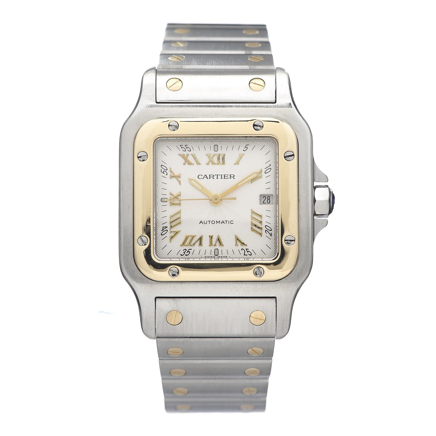 Cartier Stainless Steel 18K Yellow Gold 29mm Santos De Cartier Galbee Automatic Watch 1 of 6
