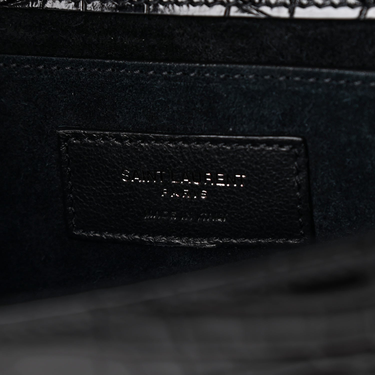 Saint Laurent Patent Crocodile Embossed Small Classic Monogram Satchel Black 6 of 9