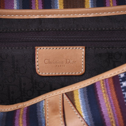 Christian Dior Canvas Striped Saddle Bag Multicolor 8 of 14