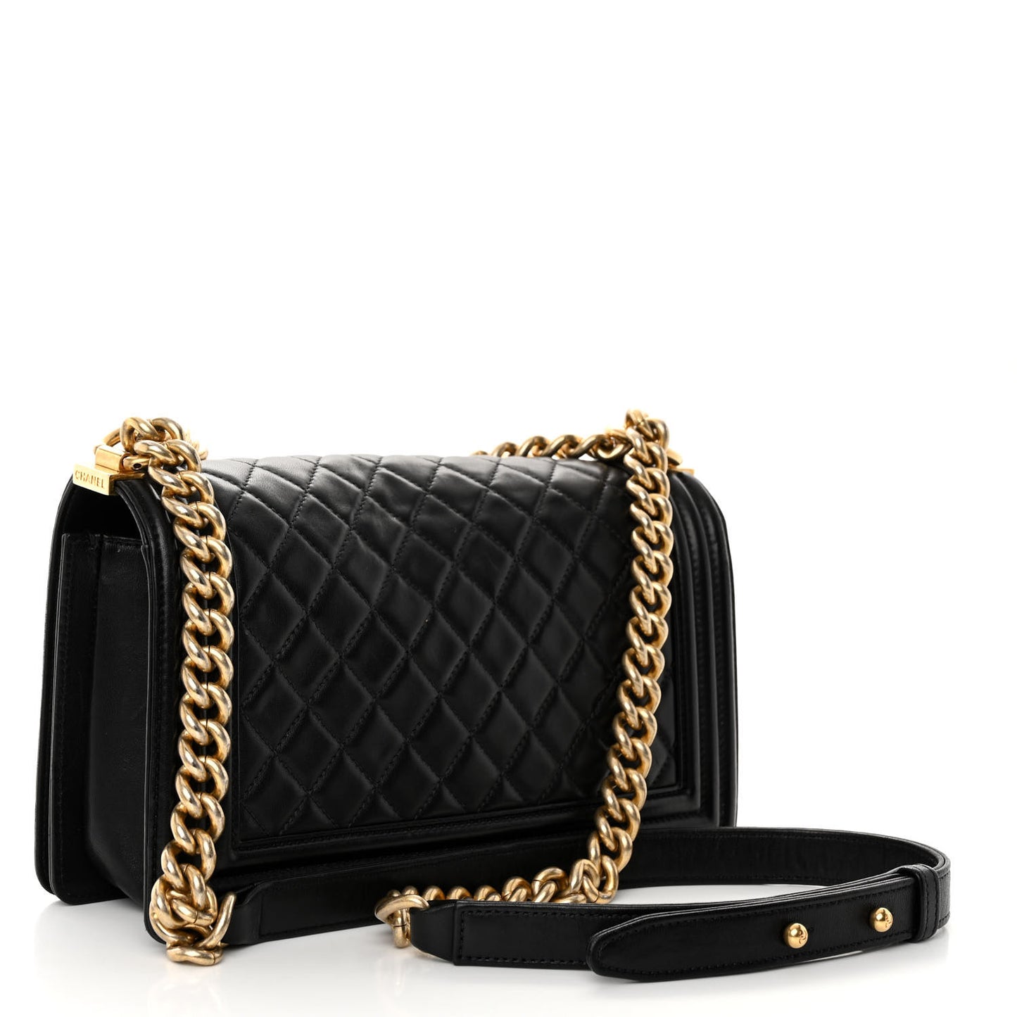 Lambskin Quilted Medium Boy Flap Black