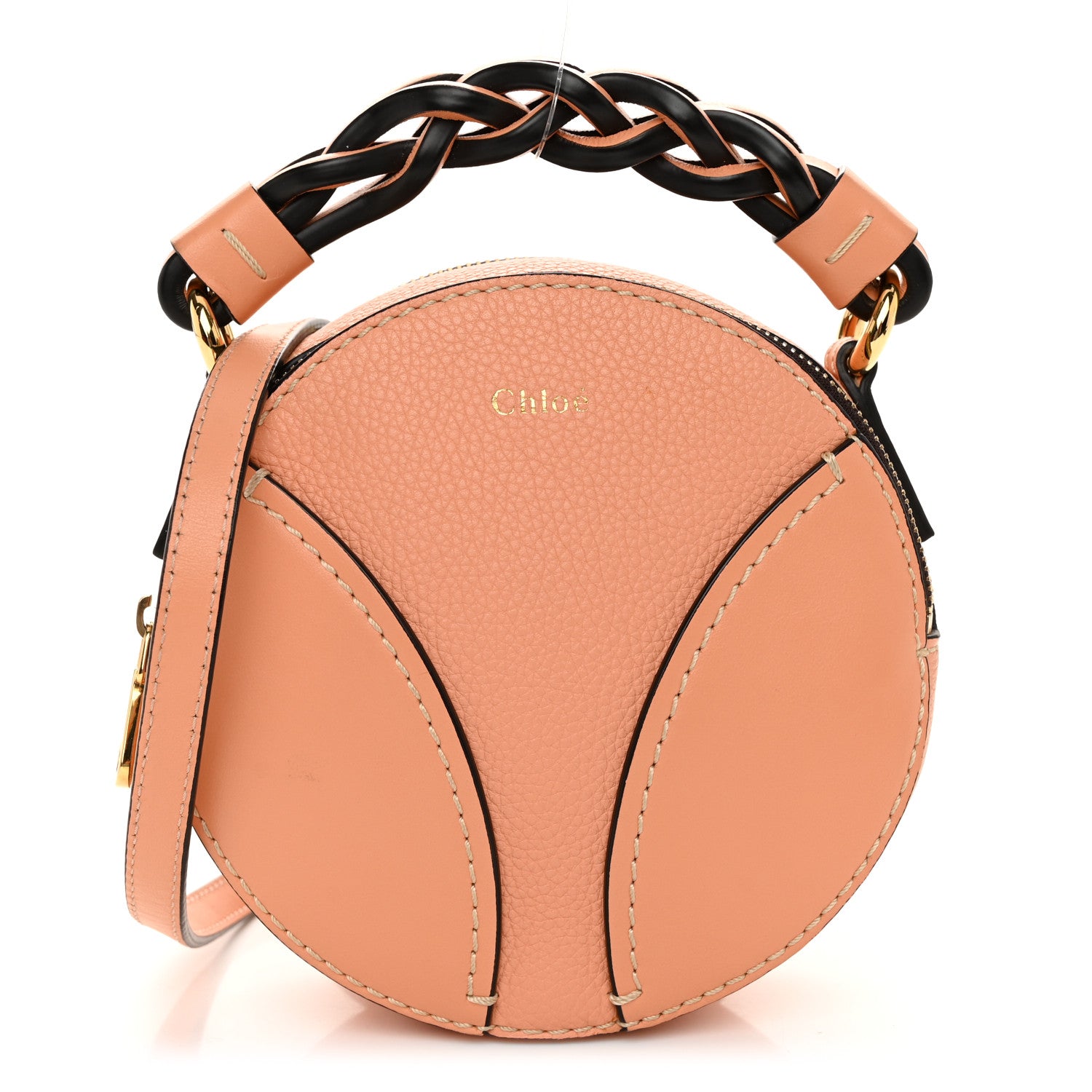 Chloe Grained Shiny Calfskin Mini Round Daria Bag Peach Bloom 1 of 12