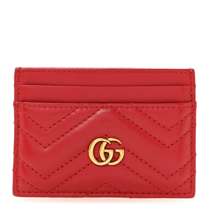 Gucci Calfskin Matelasse GG Marmont Card Holder Hibiscus Red 1 of 10