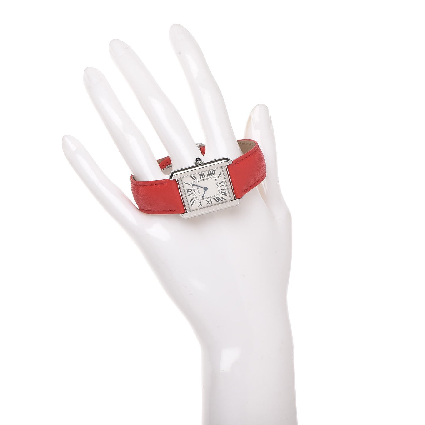 Stainless Steel Calfskin 24mm Tank Solo Quartz Watch Red