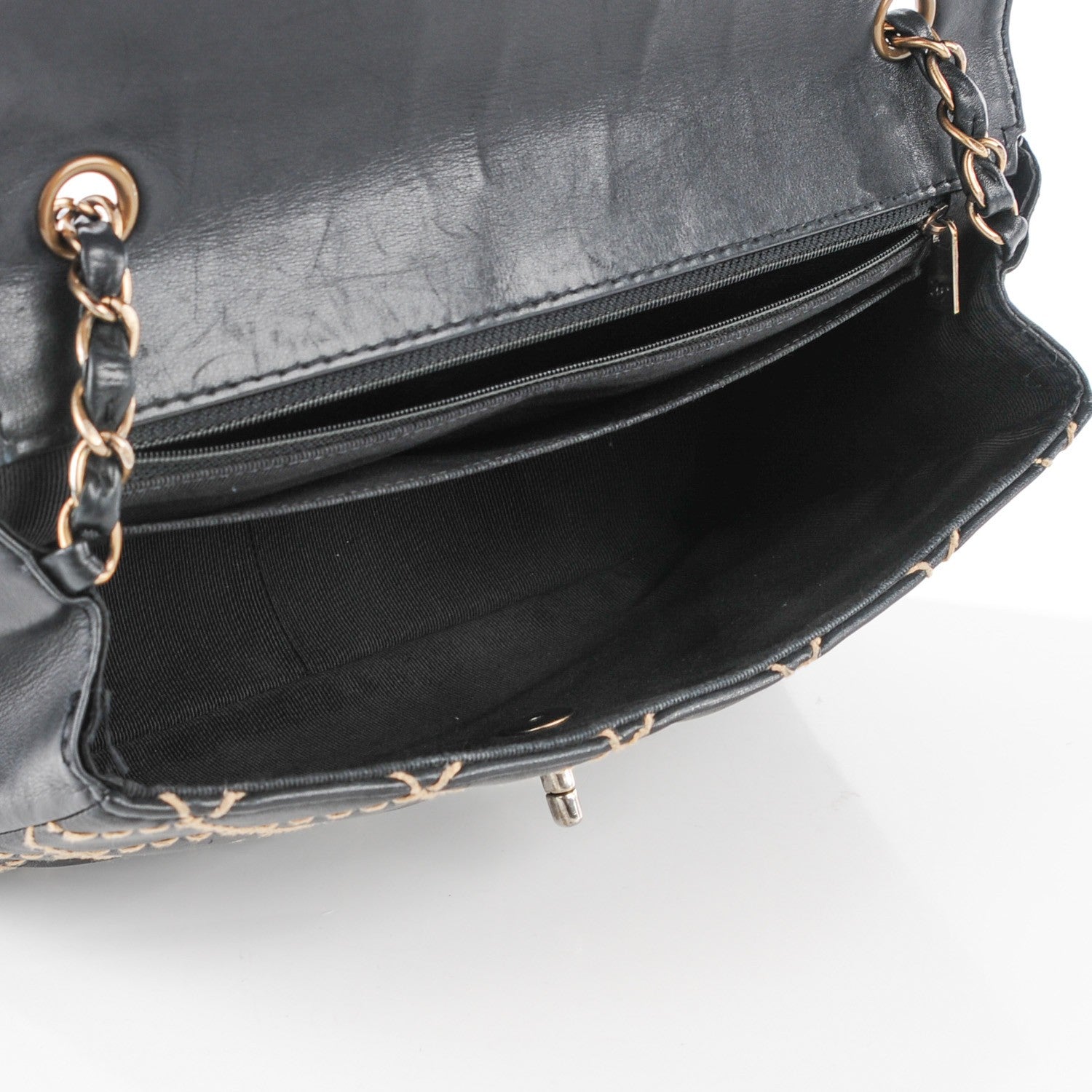 Chanel Calfskin Wild Stitch Jumbo Flap Black 5 of 8