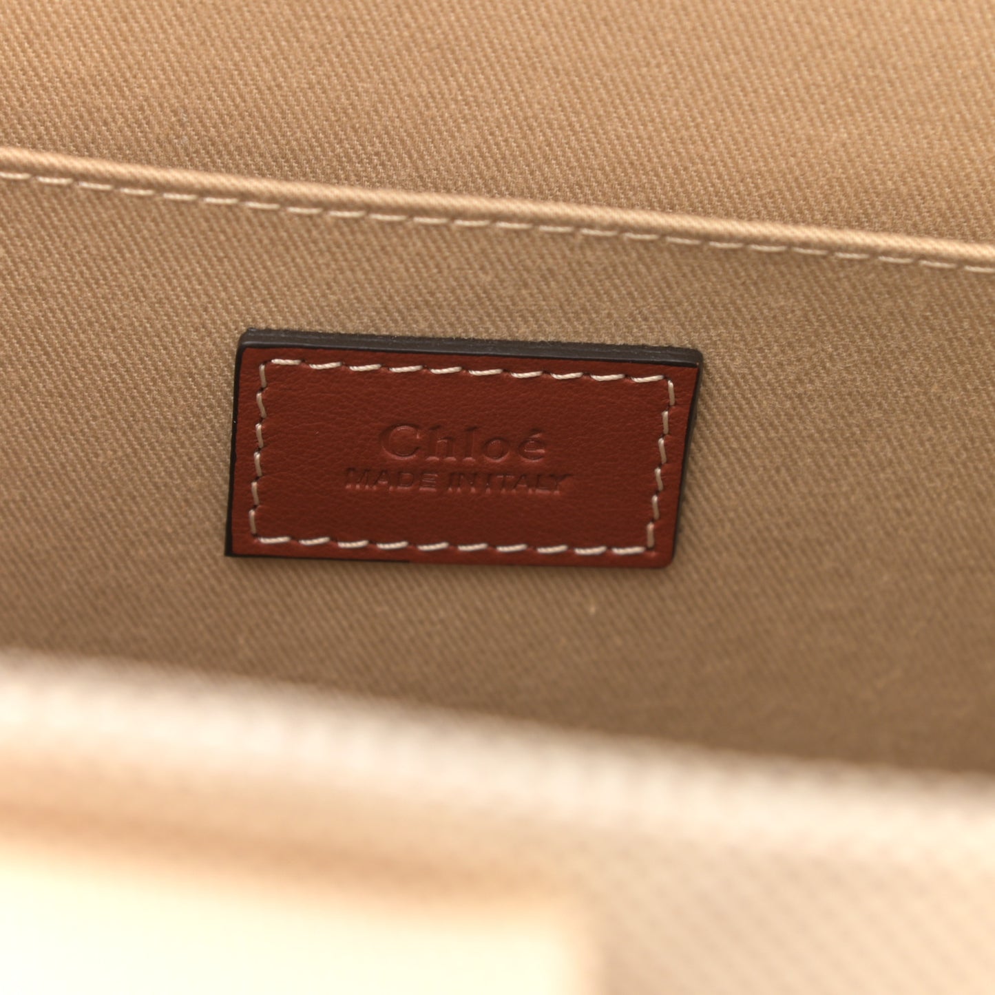 Cotton Calfskin Medium Woody Ribbon Tote White Brown