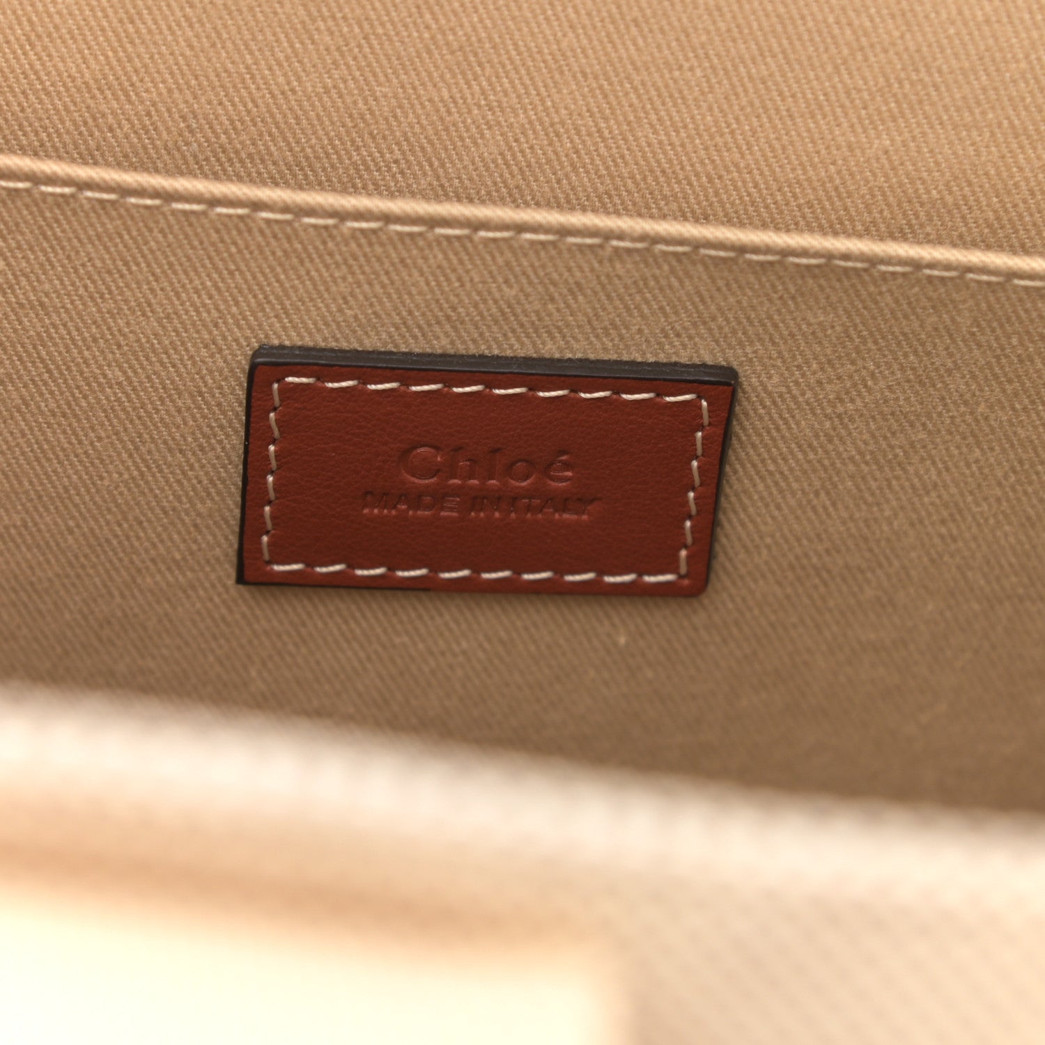 Chloe Cotton Calfskin Medium Woody Ribbon Tote White Brown 6 of 11