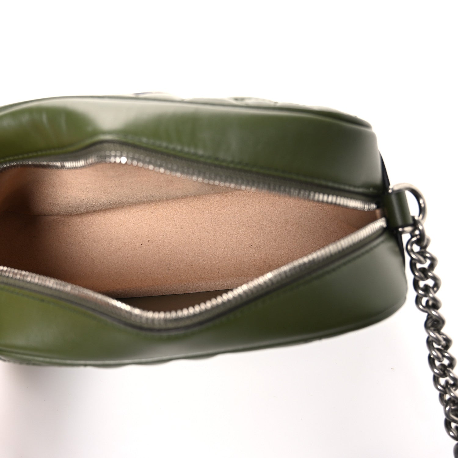 Gucci Calfskin Matelasse Aria Small GG Marmont Chain Shoulder Bag Military Wood 5 of 10