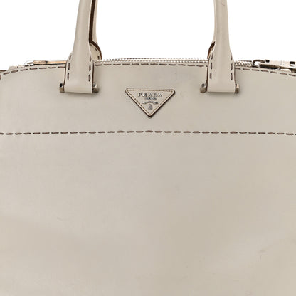 Prada City Calf Small Hand Stitched Galleria Double Zip Tote White 9 of 17